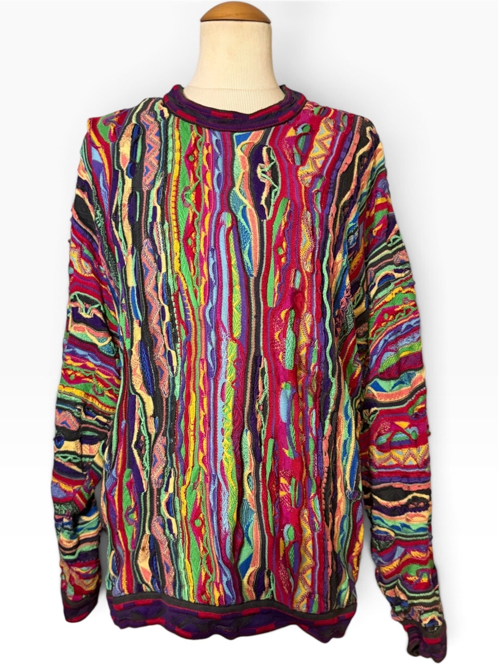 Vintage COOGI Australia Biggie Smalls Y2K Hip Hop 3D Knit Sweater Multicolor L